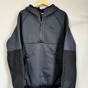 NWT Filson Granite Spire Fleece Hooded Pullover Half Zip Gray Black Jacket Small